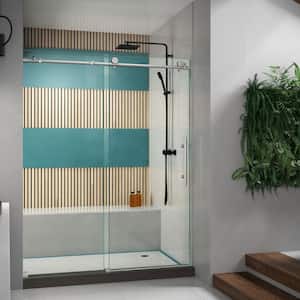 Enigma-X 56 to 60 in. x 76 in. Sliding Frameless Shower Door in Brushed Stainless Steel