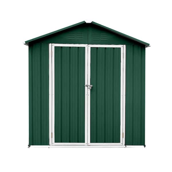 6 ft. W x 4 ft. D White Green Metal Shed with Lockable Door (24 Sq. Ft.)