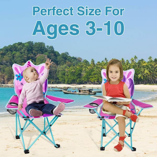 Angel Sar Pink Unicorn Outdoor Folding Children s Lawn and Camping Chair with Cup Holder and Carrying Bag QYRF3220