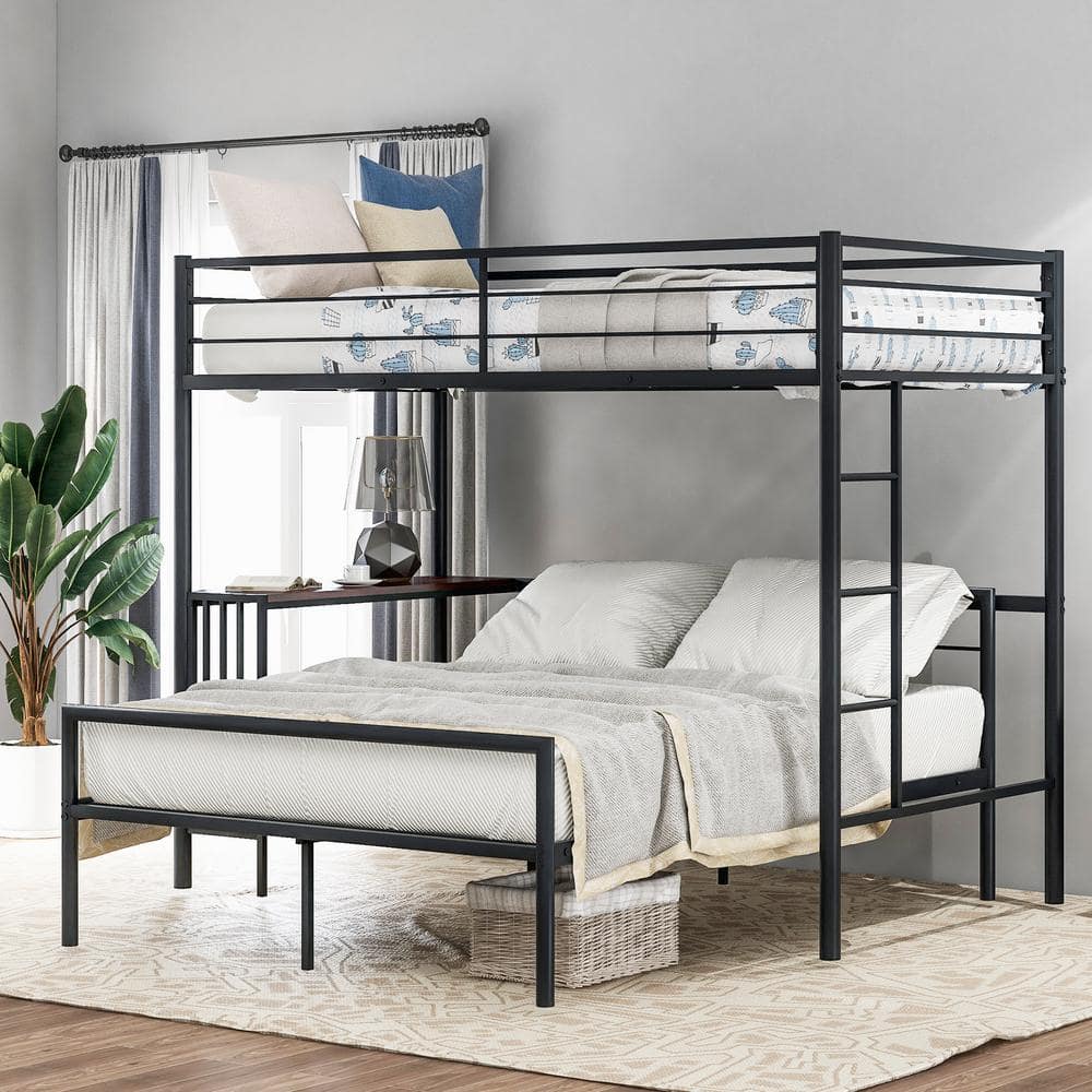 Qualler Twyla Black Twin Over Full Metal Bunk Bed with Desk BLE000092B ...