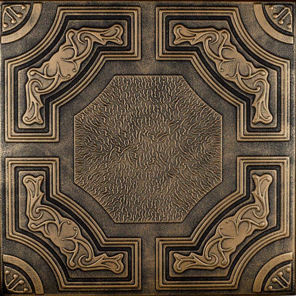 Antique Brass Faux Tin Glue-Up Ceiling Tile Set