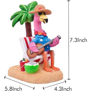 Solar 1-Light 7.3 in Integrated LED Beach Chilling Flamingo with Chair and Palm Tree