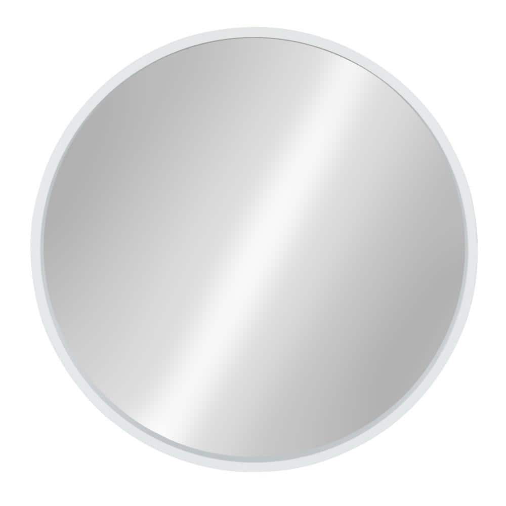 Elegant 24" Round Wood and Gold Wall Mirror with D-ring Hangers