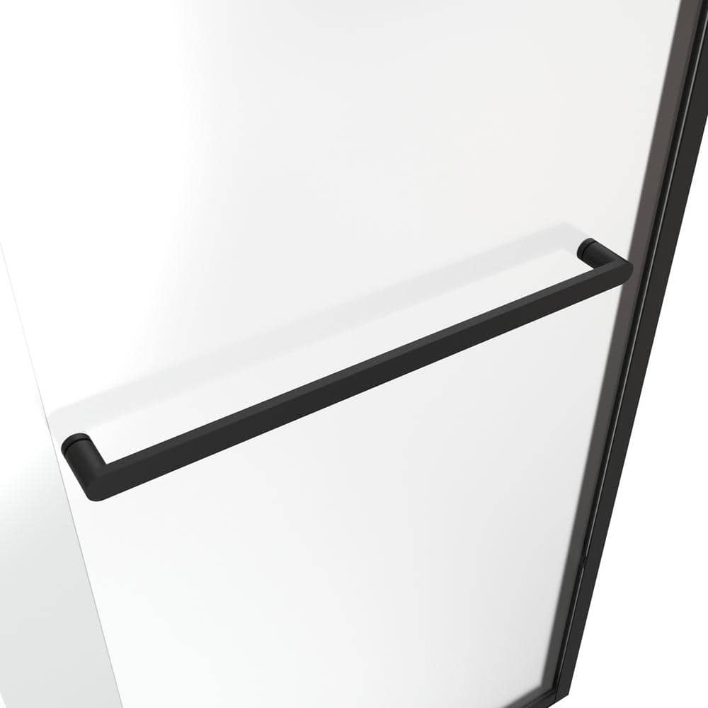 Matte Black Semi-Frameless Sliding Shower Door with Clear Glass