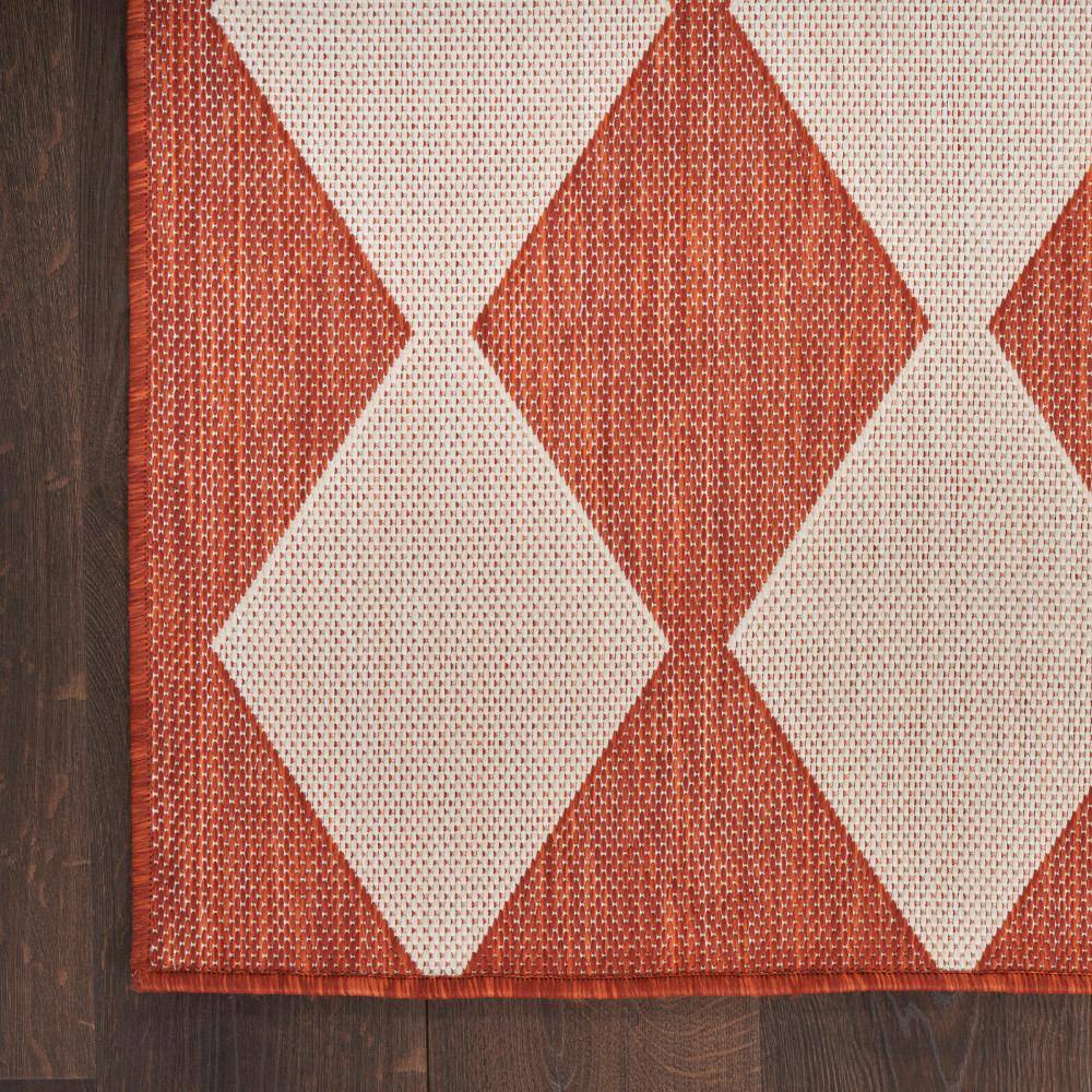 Positano Terracotta and Off-White Diamond Outdoor Rug 7' x 10'