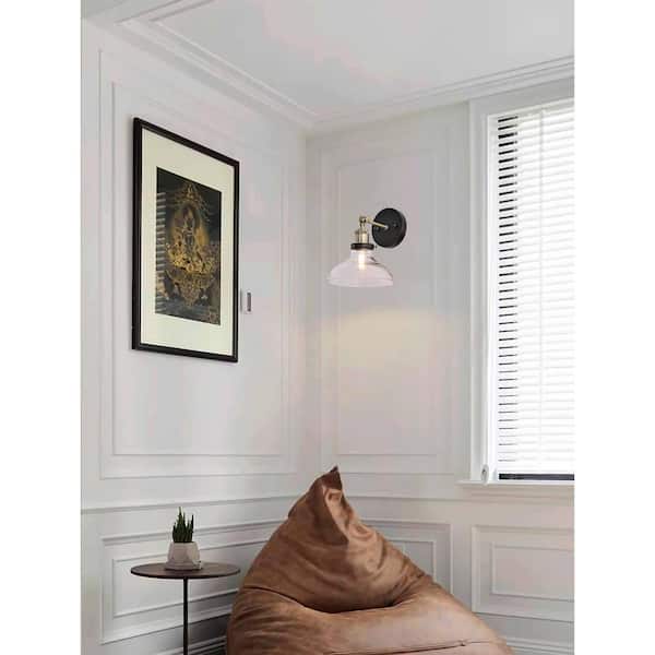 1-Light Black & Antique Brass Wall Sconce