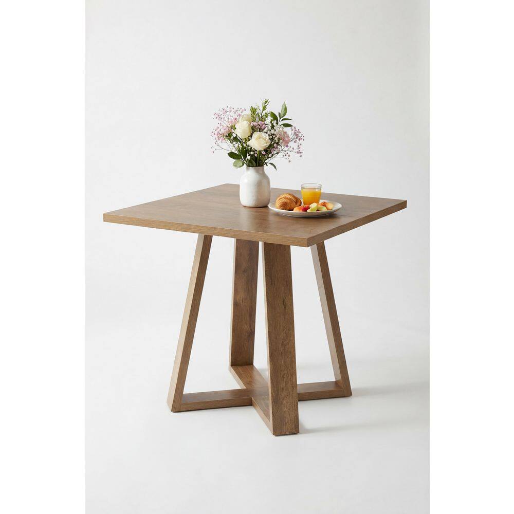 Lesley Light Brown Wood 31.5 in. Pedestal Dining Table with Wood Base, Small Kitchen Table (Seat 4) price history on PriceWatchPro