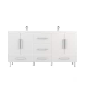 Ripley 72 in. W x 19.5 in. D x 36 in. H Vanity in White with White Acrylic Top and White Basin