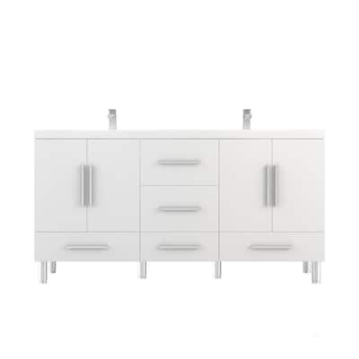 Ripley 72 in. W x 19.5 in. D x 36 in. H Vanity in White with White Acrylic Top and White Basin