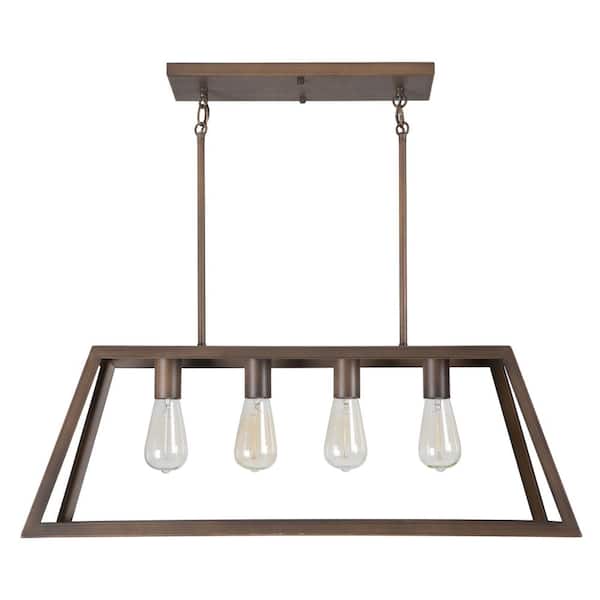 Yosemite Home Decor Skyline Ridge Collection 4-Light Oil Rubbed Bronze Island Light with Metal Frame