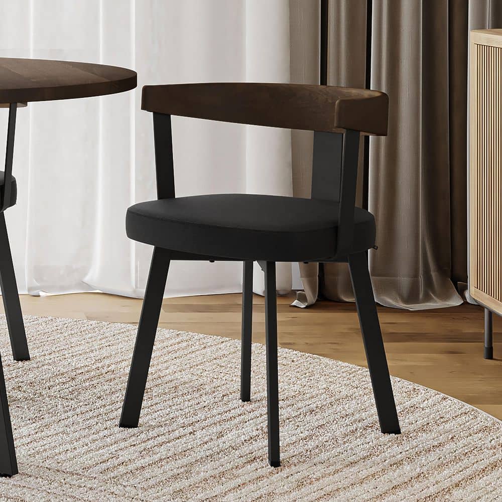 Lars Black Faux Leather / Brown Maple Wood / Black Metal Upholstered Dining Chair price history on PriceWatchPro