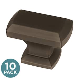 (10-Pack) Chamfered Slim Bar 1-1/4 in. (32 mm) Classic Matte Bronze Rectangular Cabinet Knobs