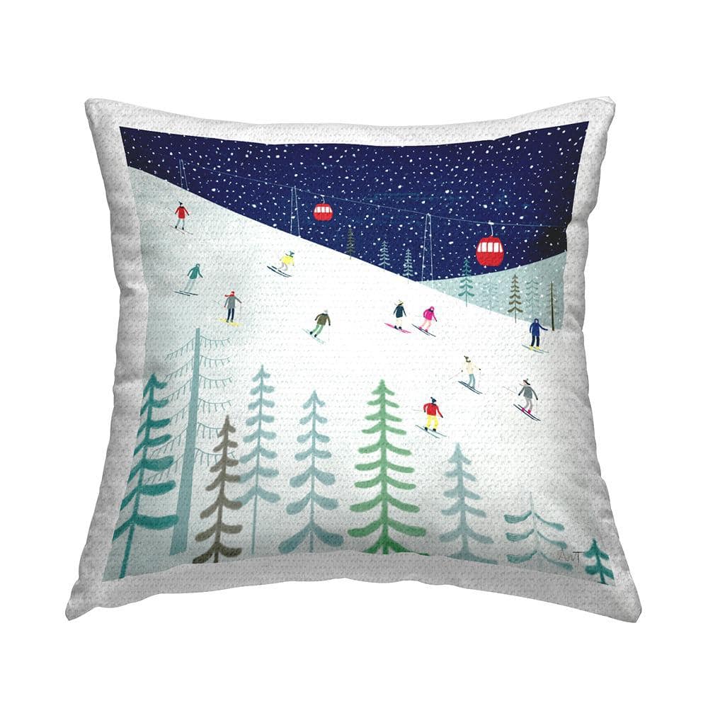 Winter Ski Slopes Night Stars Multi-Color Square Outdoor Throw Pillow price history on PriceWatchPro