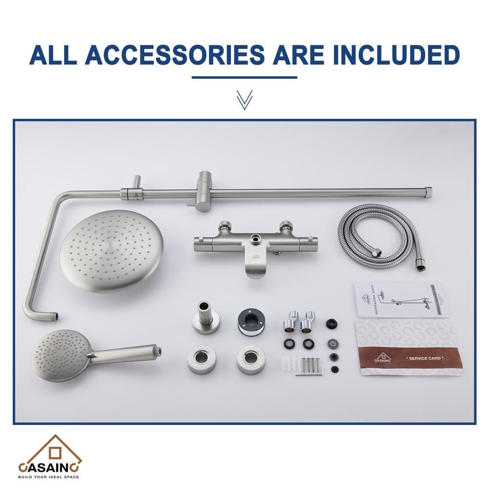 Brushed Nickel Dual Rain and Handheld Shower System