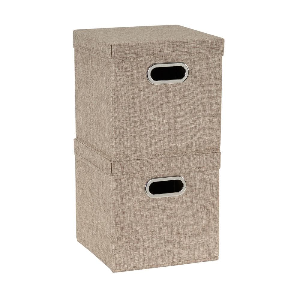 HOUSEHOLD ESSENTIALS 11 in. H x 11 in. W x 11 in. D Yellow Fabric Cube Storage Bin 2-Pack