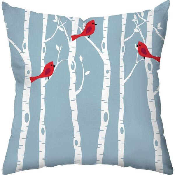 Checkerboard Lifestyle 18 in. H x 18 in. D Cardinal Birch Holiday Throw Pillow