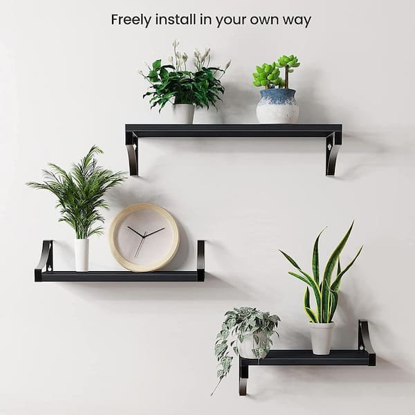 Set of 3 Floating Shelf Wall Mounted Picture Ledges Rack Photo Collection Decor 