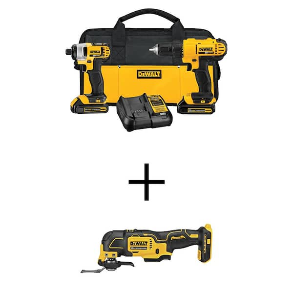 DEWALT 20V MAX Cordless Drill/Impact 2 Tool Combo Kit and Brushless Oscillating Multi Tool with (2) 1.3Ah Batteries and Charger