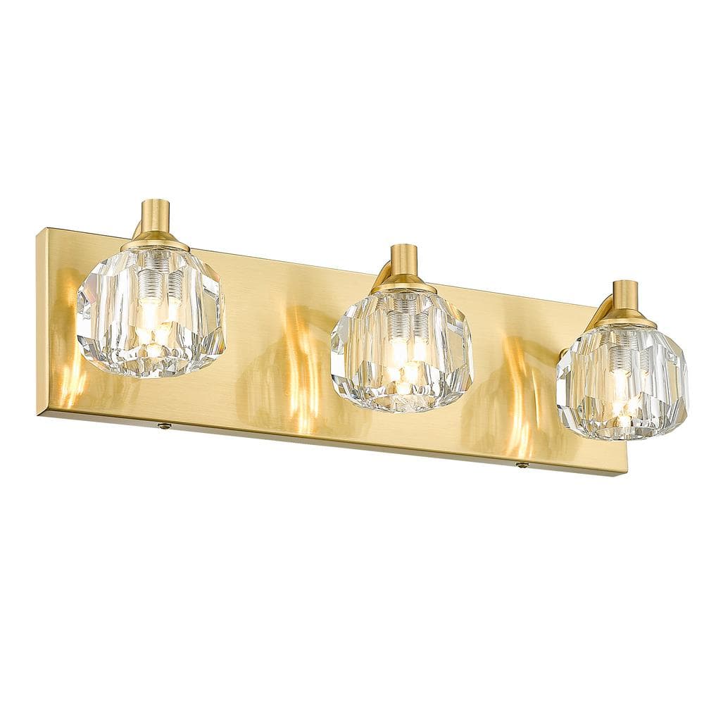 pasentel Modern 16 in. 3Light Brushed Gold Vanity Light Over Mirror