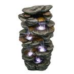 40 in. Resin Outdoor Cascading Garden Water Fountain with LED Lights for Garden