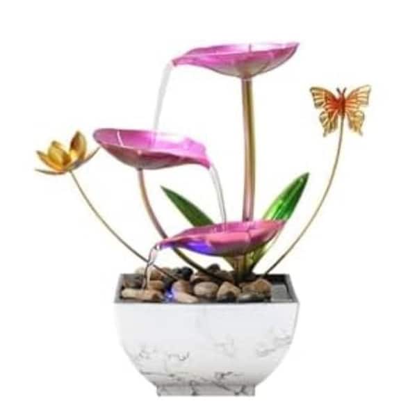 Compact 3-Tier Desktop Fountain with Lotus Design for Home and Office