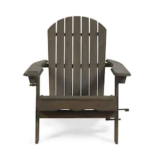 Grey Outdoor Wood Adirondack Chair for Deck, Patio, or Poolside lounging, Set of 1