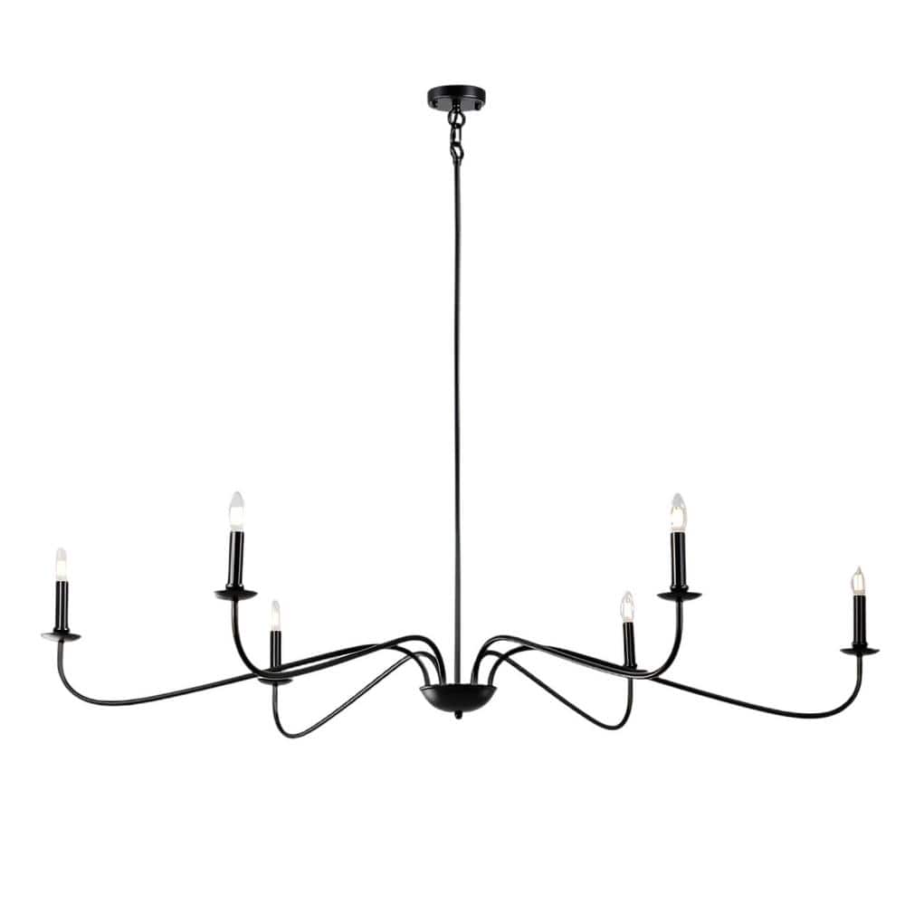 Black Metal 6-Light Candle-Style Chandelier