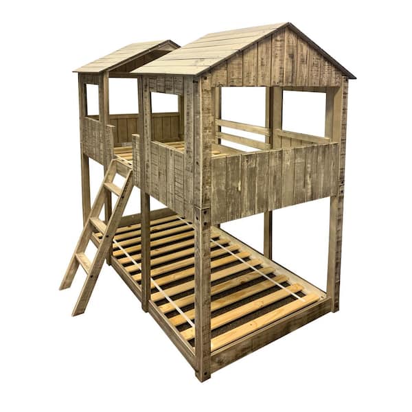 vacature Alvast Mechanisch Donco Kids Rustic White Twin-Sized Tower Bunkbed 3225-TTRDW - The Home Depot