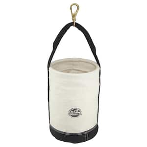 10 in. 1-Pocket Utility Ripstop Canvas Bucket with Hook and Leather Bottom