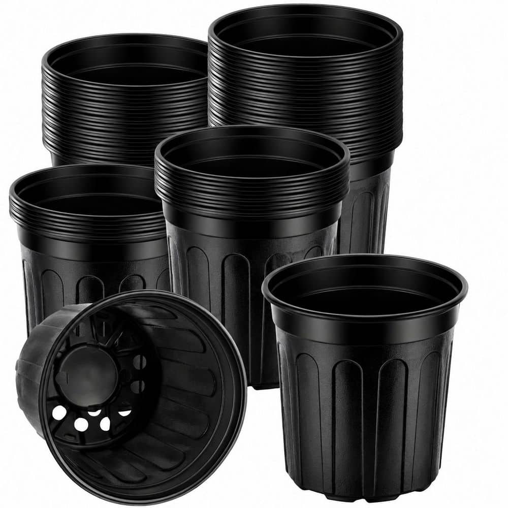 6.5 in. H x 6.4 in. W x 5 in. H 1 Gallon Black Outdoor Plastic Plant Nursery Pots with Drainage Holes 65-Pack price history on PriceWatchPro