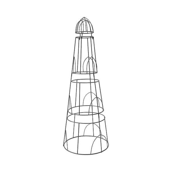 87 in. H Lighthouse Pylon Trellis, Garden Plan Support, Wrought Iron, Black