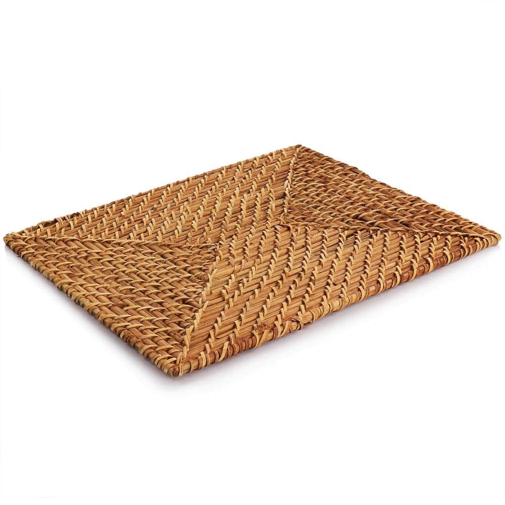 16" Brown Rattan Woven Rectangular Placemat