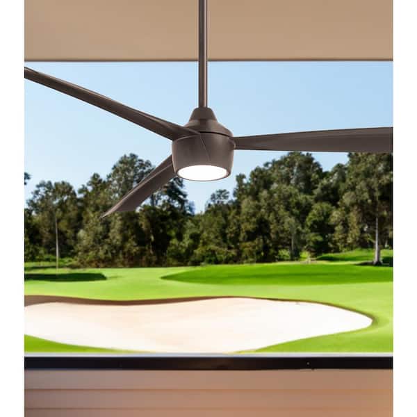 Skinnie 56 in. LED Indoor/Outdoor Oil Rubbed Bronze Ceiling Fan with Light and Remote Control