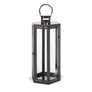 10 in. x 22.6 in. Black Stainless Steel Outdoor Patio Lantern