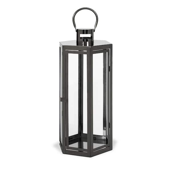 HOTEBIKE 10 in. x 22.6 in. Black Stainless Steel Outdoor Patio Lantern