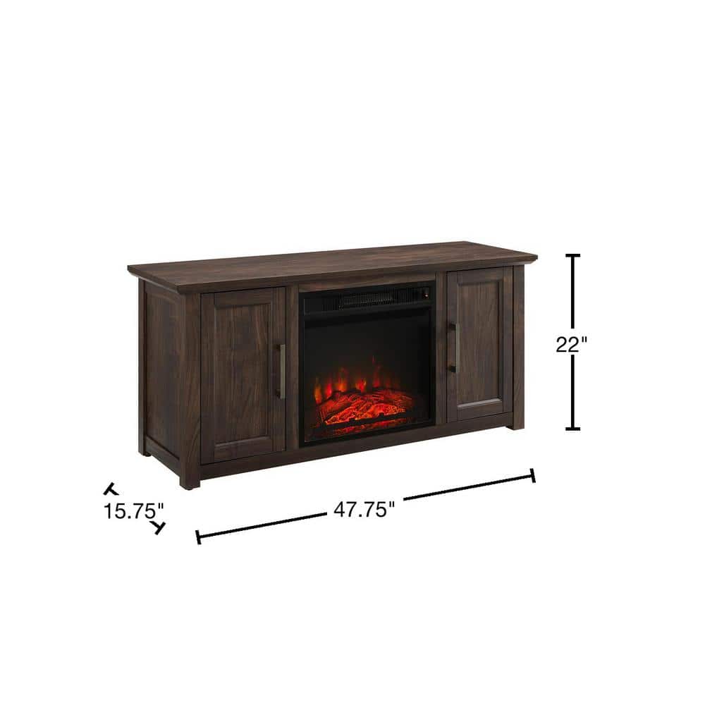 Camden 48" Dark Walnut TV Stand with Electric Fireplace