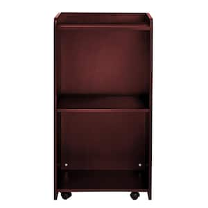 22.44 in. W Mahogany Wood Mobile Presentation Lectern Speaker Podium Stand with Shelves