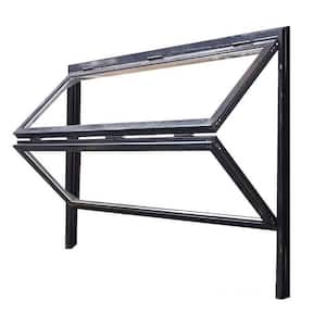 60 in. x 42 in. Elite Awning Slide Up Window in Black with No Sill