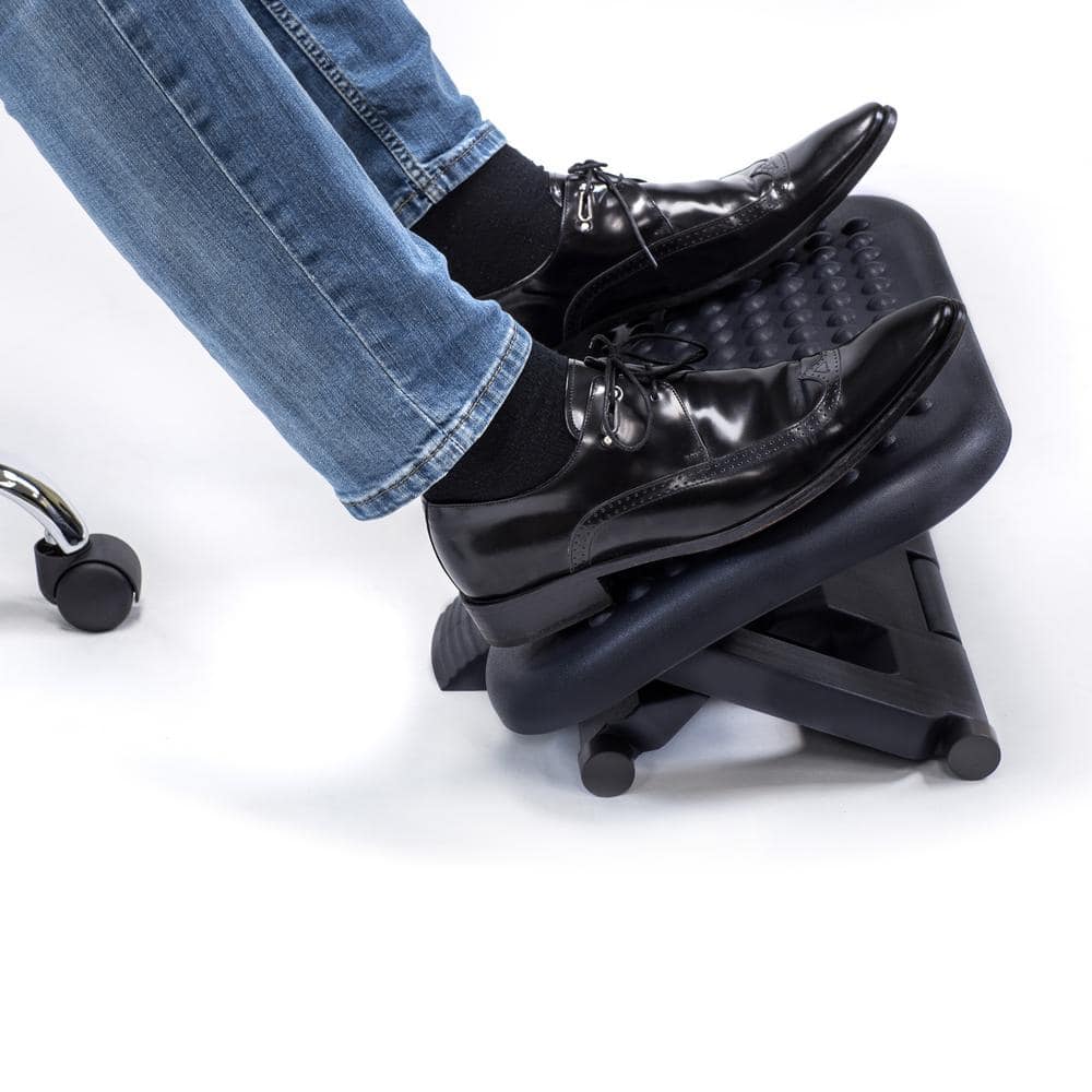 Ergonomic Adjustable Gray Plastic Under Desk Footrest