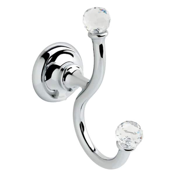 Delta Nora Double Towel Hook in Chrome and Glass