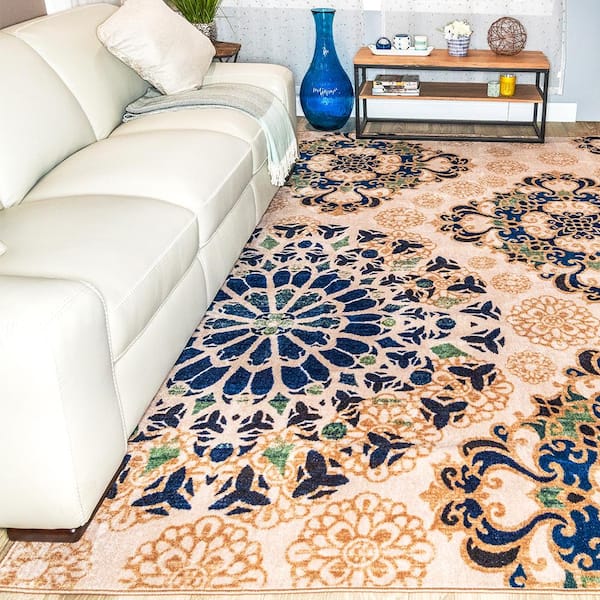 Thalia Cream 5 ft. x 8 ft. Modern Medallion Area Rug