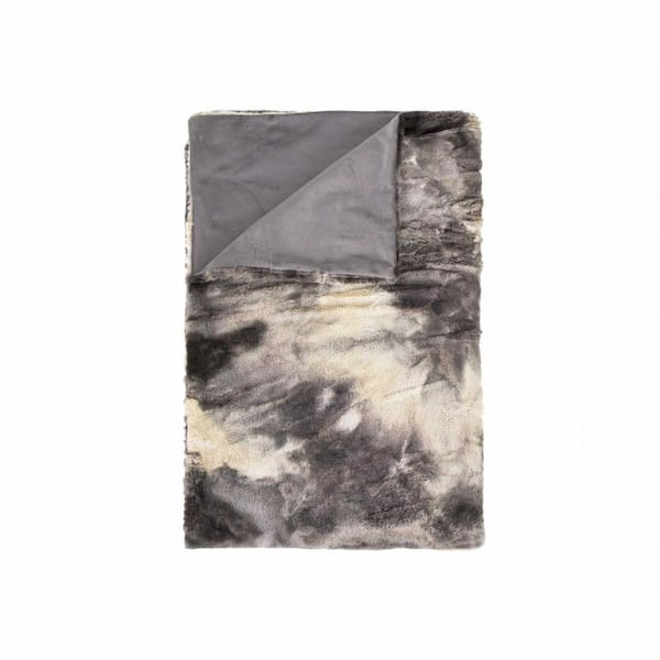HomeRoots Josephine Naples Grey/Off-White Modern Polyester Throw Blanket