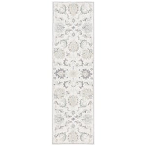 Glamour Ivory/Gray 2 ft. x 8 ft. Border Floral Runner Rug