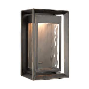 Urbandale 1-Light Antique Bronze Outdoor 10 in. Integrated LED Wall Lantern Sconce