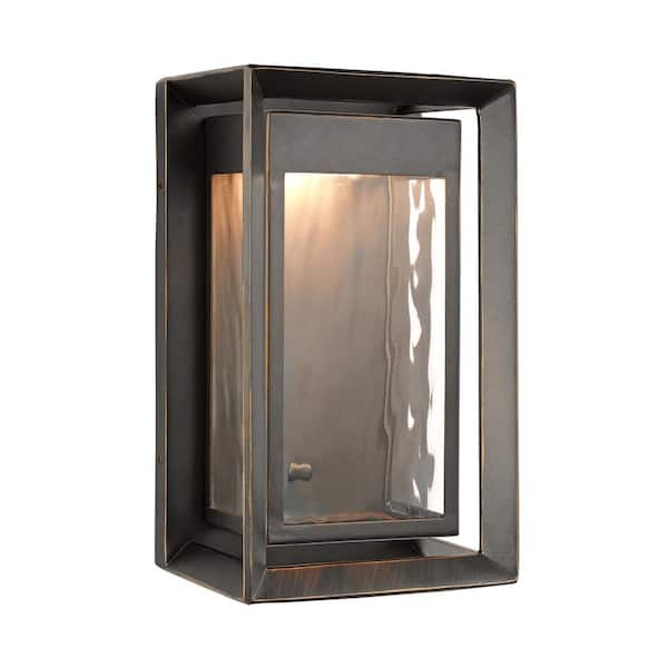 Generation Lighting Urbandale 1-Light Antique Bronze Outdoor 10 in. Integrated LED Wall Lantern Sconce
