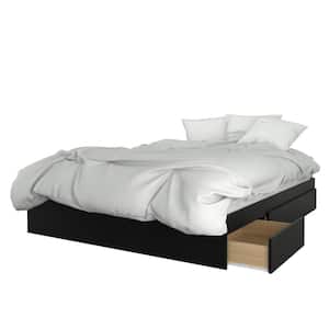 Epik 81.75 in. W Black Melamine Queen Size Wood Frame Platform Bed with 3 Drawers and Headboard