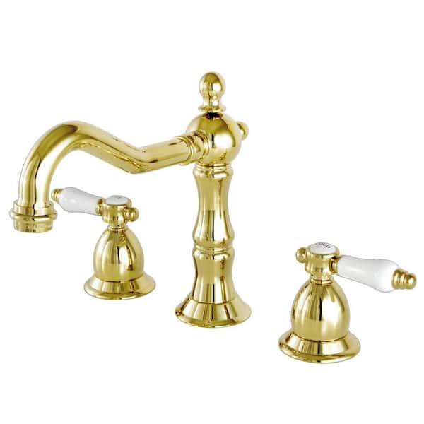 Kingston Brass Bel-Air 8 in. Widespread 2-Handle Bathroom Faucets with Brass Pop-Up in Polished Brass