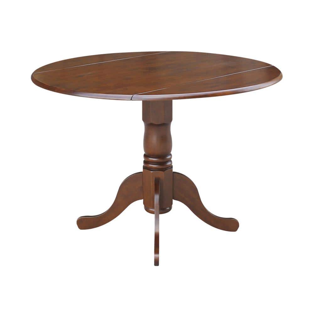 Cottage Charm Espresso 42" Round Wood Extendable Dining Table