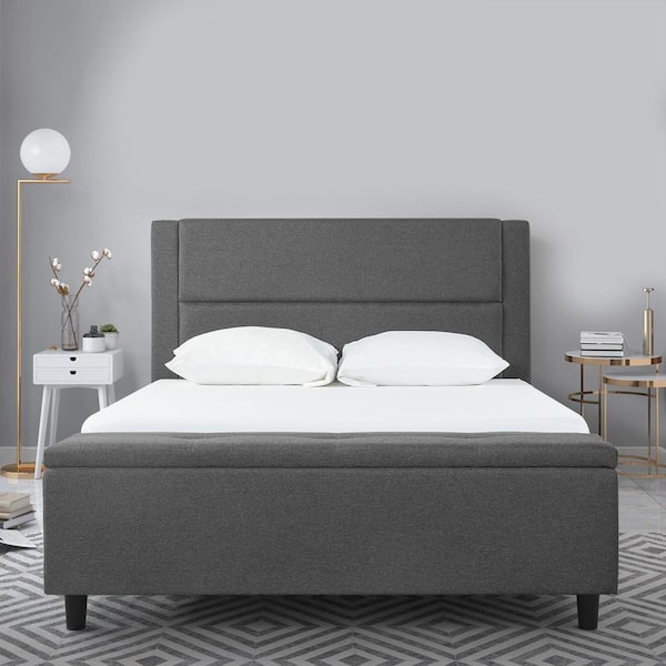 Zinus Wanda Platform King Bed With Storage Footboard Hd Stpb K The Home Depot