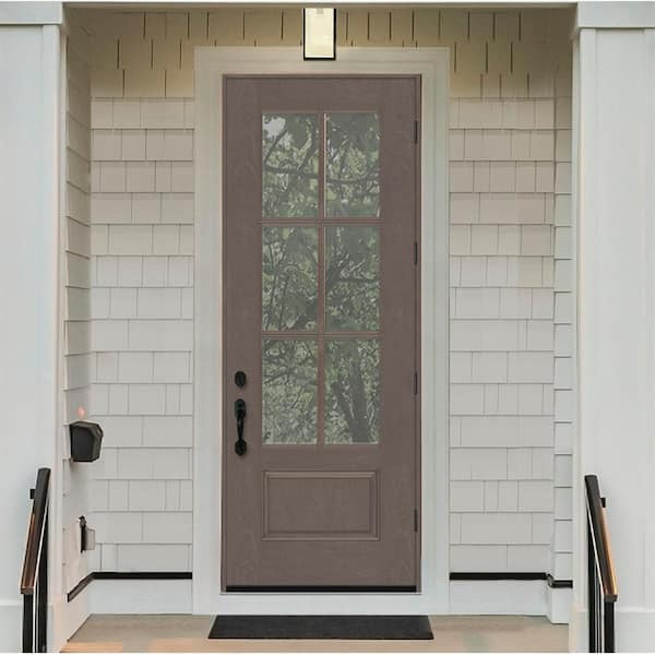 Regency 36 in. x 96 in. 3/4-6 Lite Clear Glass LHOS Ashwood Stained Fiberglass Prehung Front Door